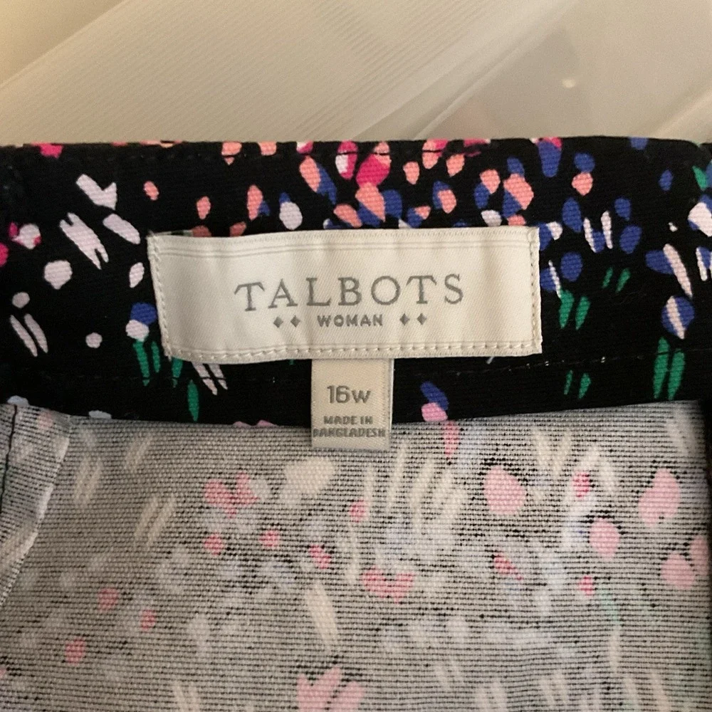 Talbots‎ Women Stretch Back Zipper Back Slit Colorful Flowers Pencil Skirt 16
